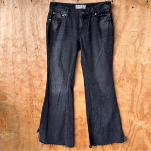 We The Free Low Rise Wide Flare Raw Hem Boot Cut Black Jean